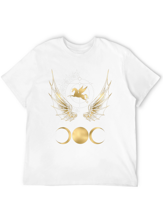 Camiseta Negra con Diseño Místico Dorado