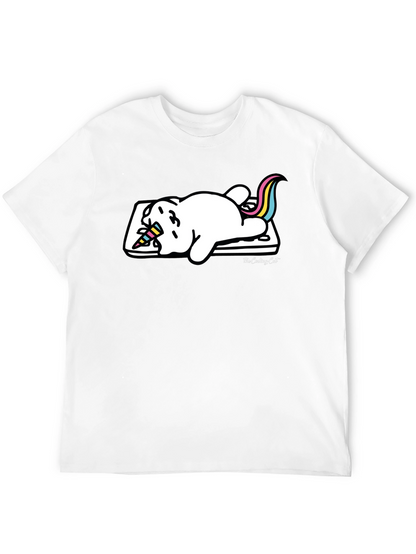Camiseta Negra Gato Unicornio Durmiendo