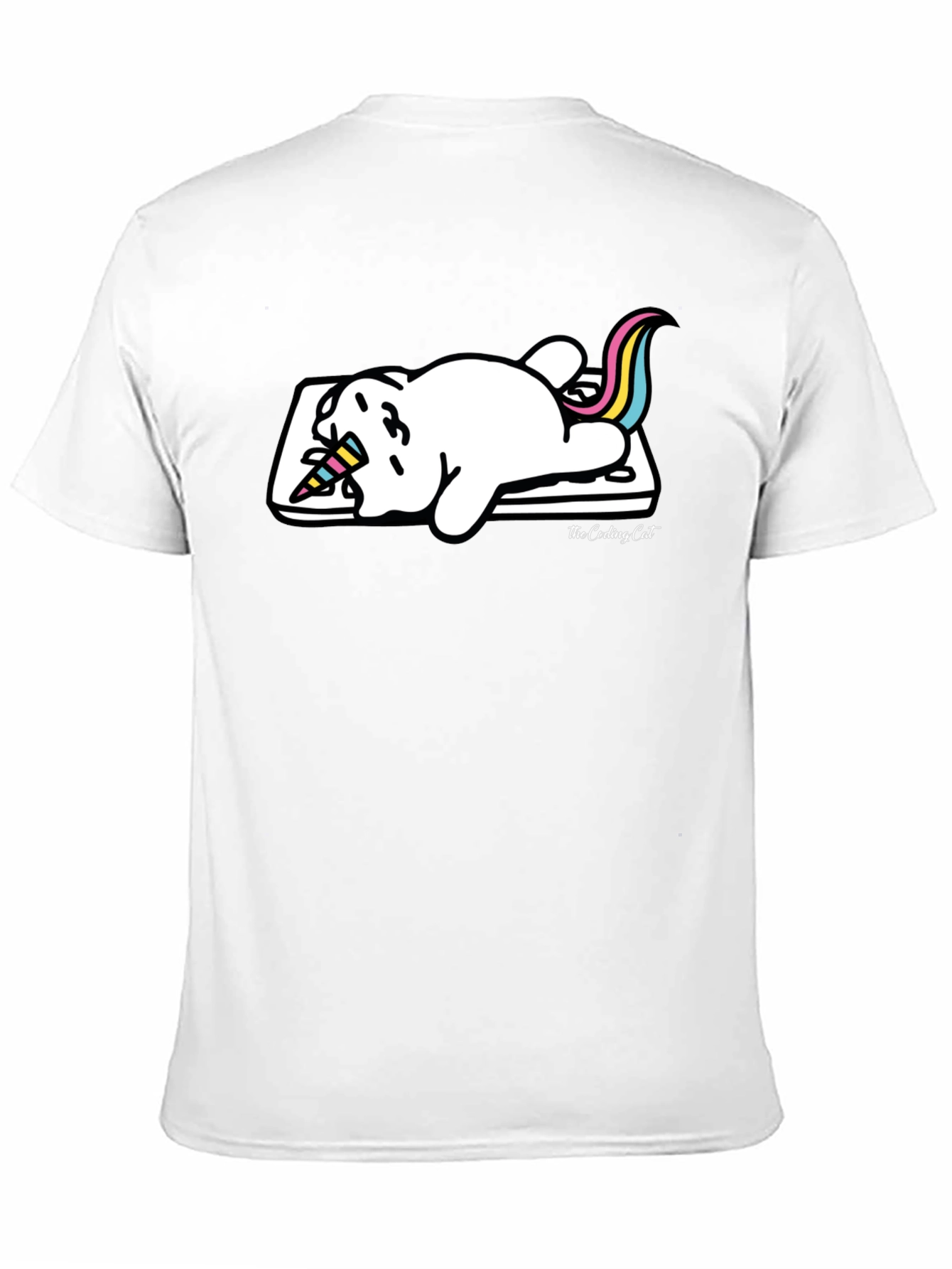 Camiseta Negra Gato Unicornio Durmiendo
