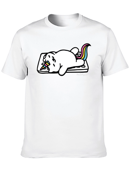 Camiseta Negra Gato Unicornio Durmiendo