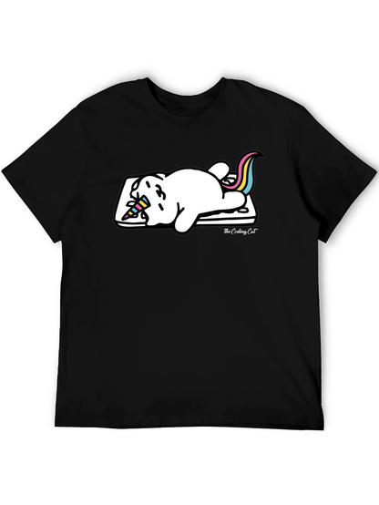 Camiseta Negra Gato Unicornio Durmiendo