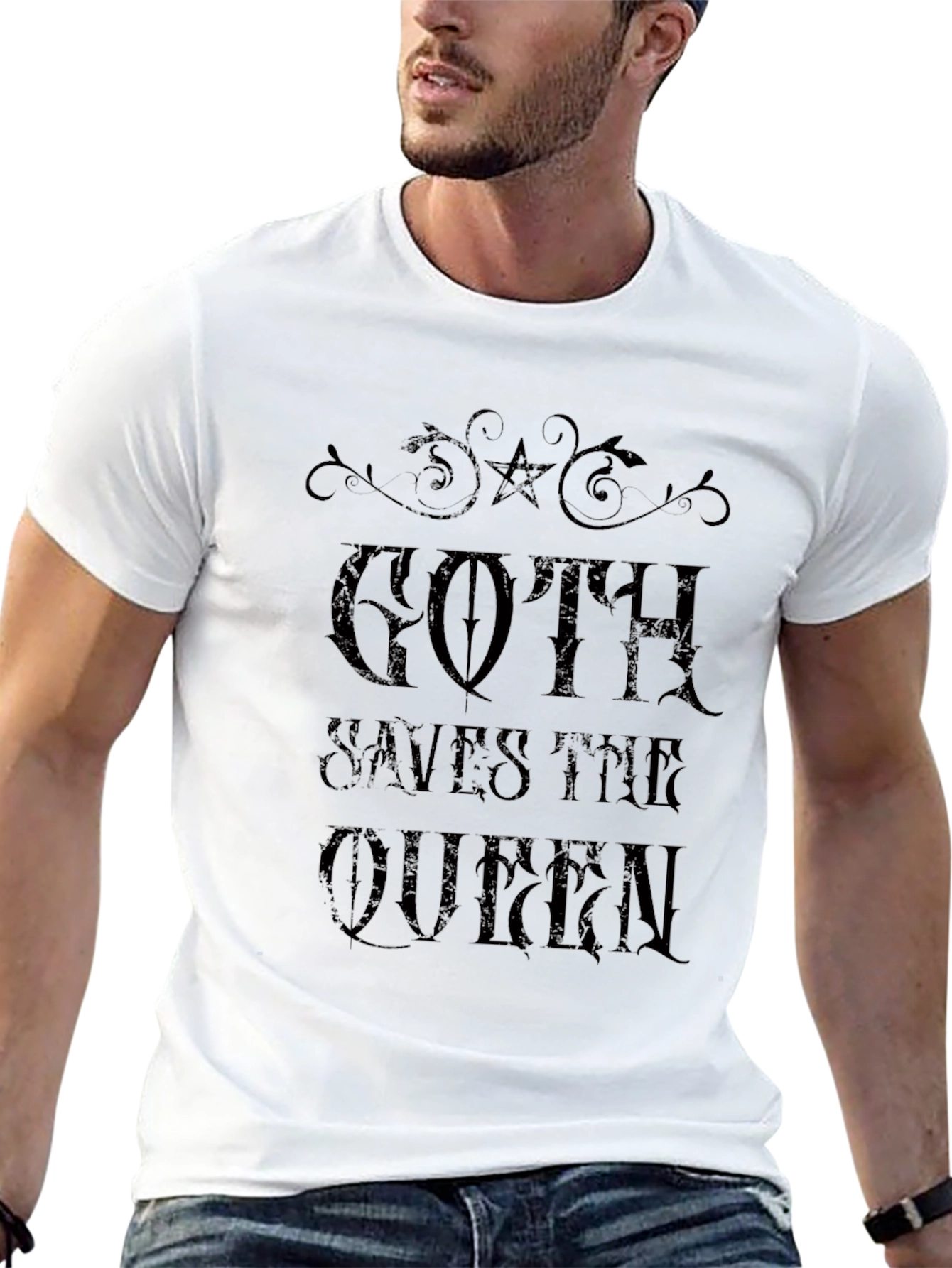 Camiseta Negra Goth Saves The Queen
