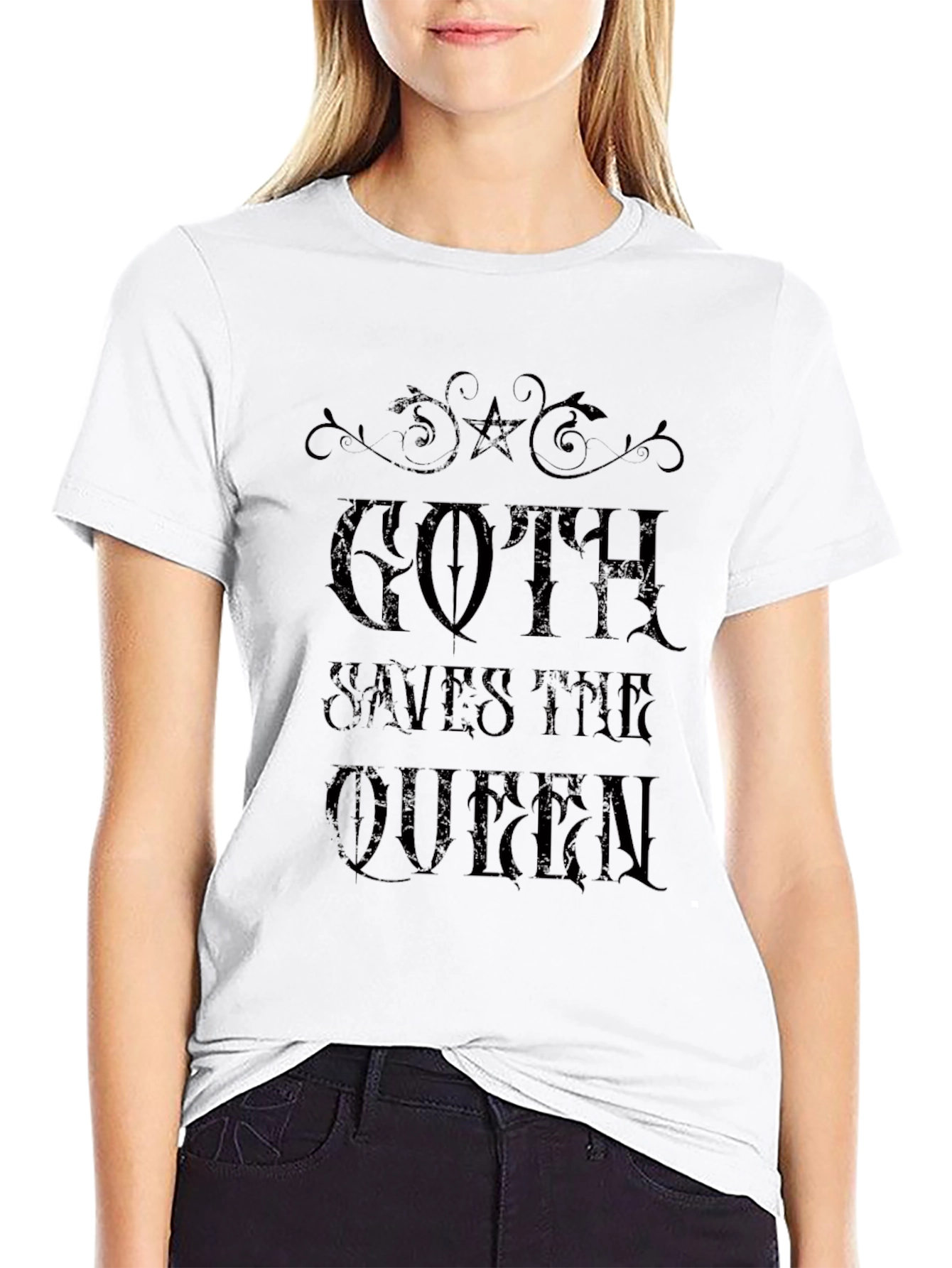 Camiseta Negra Goth Saves The Queen