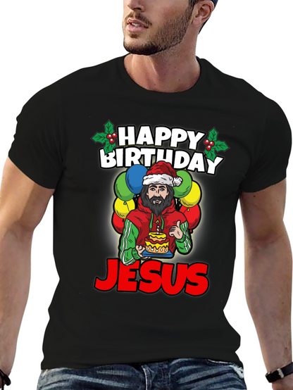 Camiseta Feliz Cumpleaños Jesús - Estilo Navideño