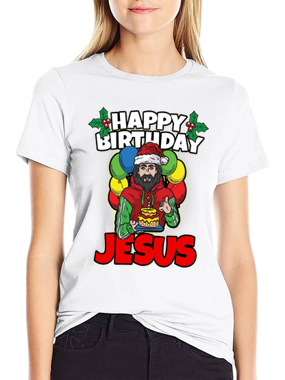 Camiseta Feliz Cumpleaños Jesús - Estilo Navideño