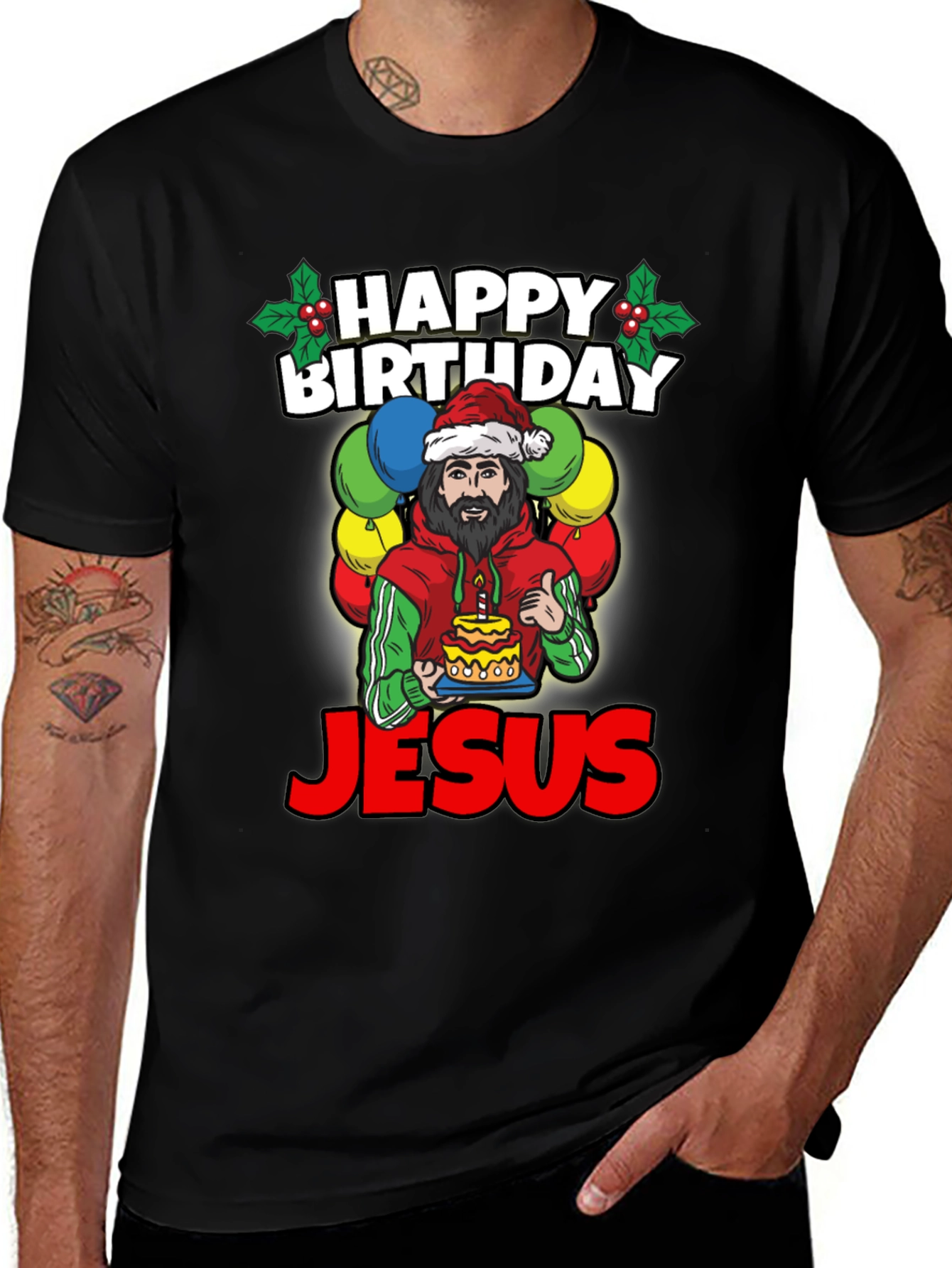 Camiseta Feliz Cumpleaños Jesús - Estilo Navideño