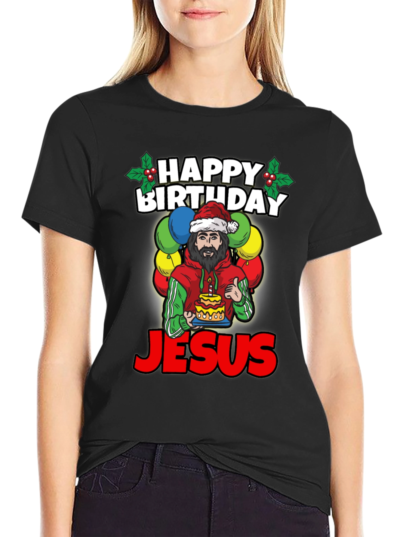Camiseta Feliz Cumpleaños Jesús - Estilo Navideño