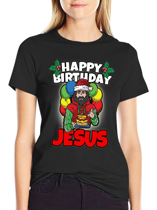 Camiseta Feliz Cumpleaños Jesús - Estilo Navideño