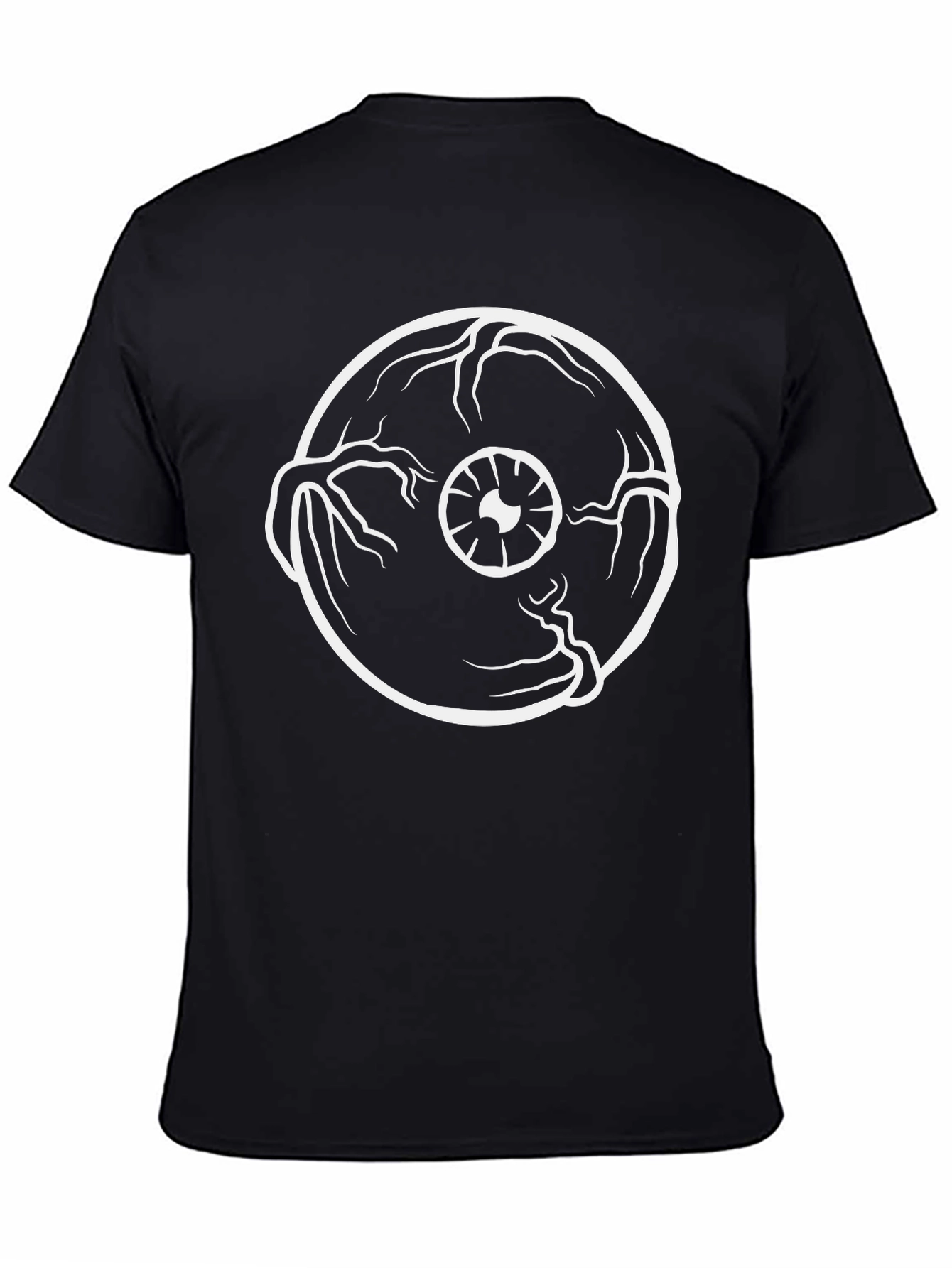 Camiseta Negra con Estampado de Ojo Blanco