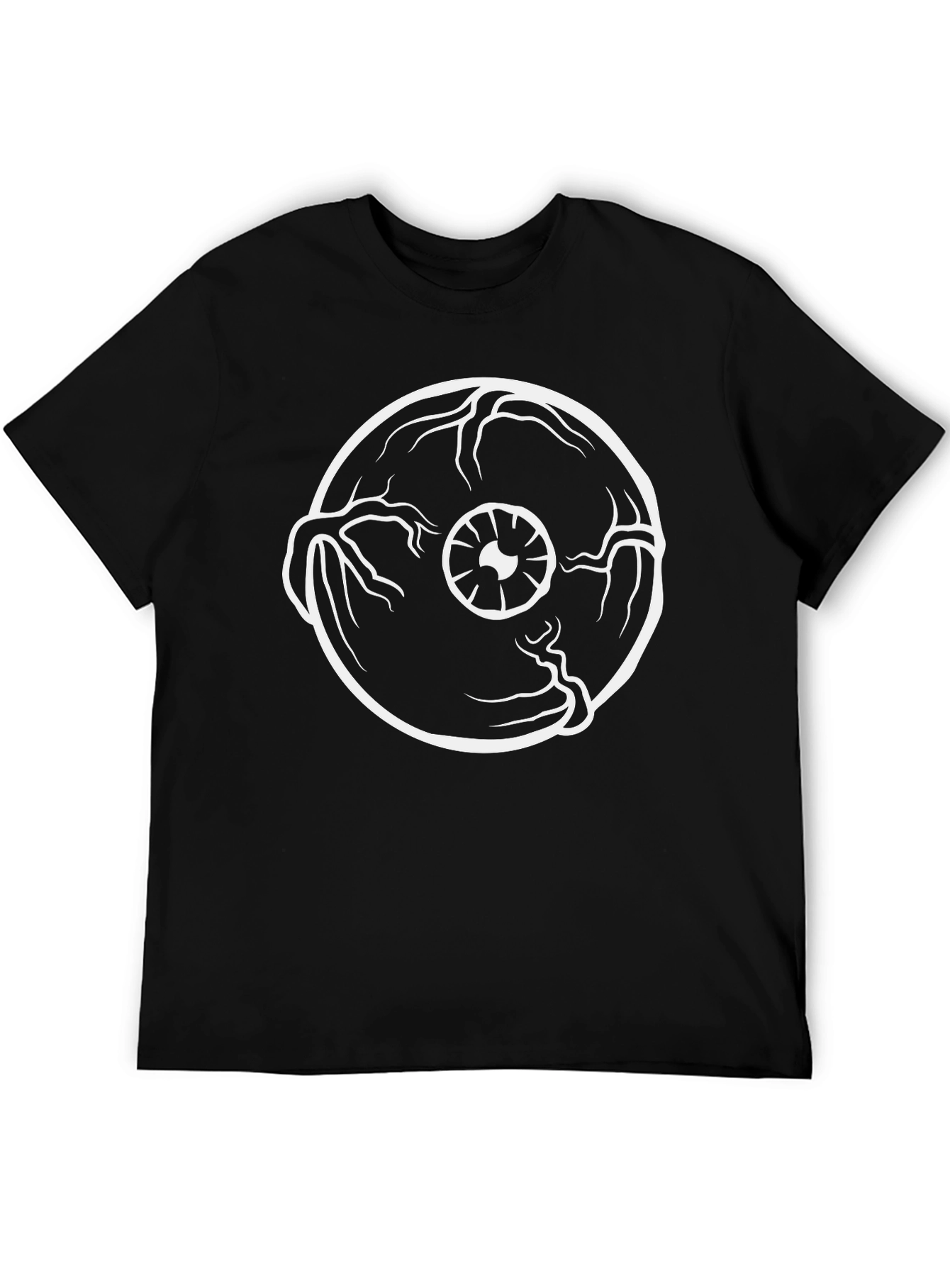 Camiseta Negra con Estampado de Ojo Blanco