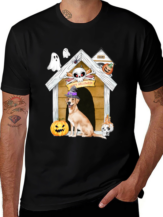 Camiseta Halloween Perro en Caseta Embrujada