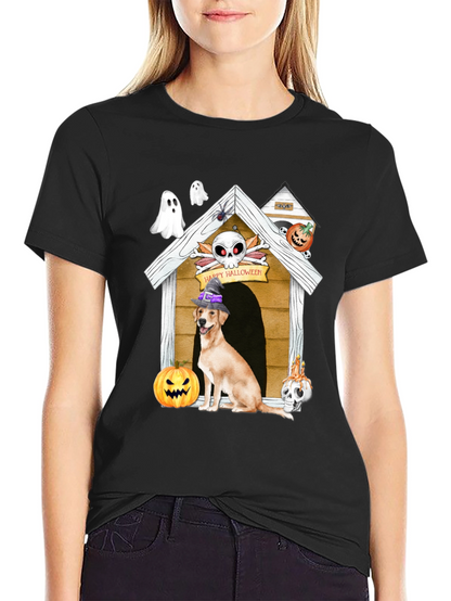 Camiseta Halloween Perro en Caseta Embrujada