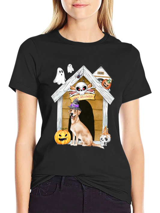 Camiseta Halloween Perro en Caseta Embrujada