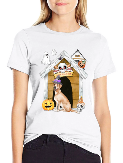 Camiseta Halloween Perro en Caseta Embrujada