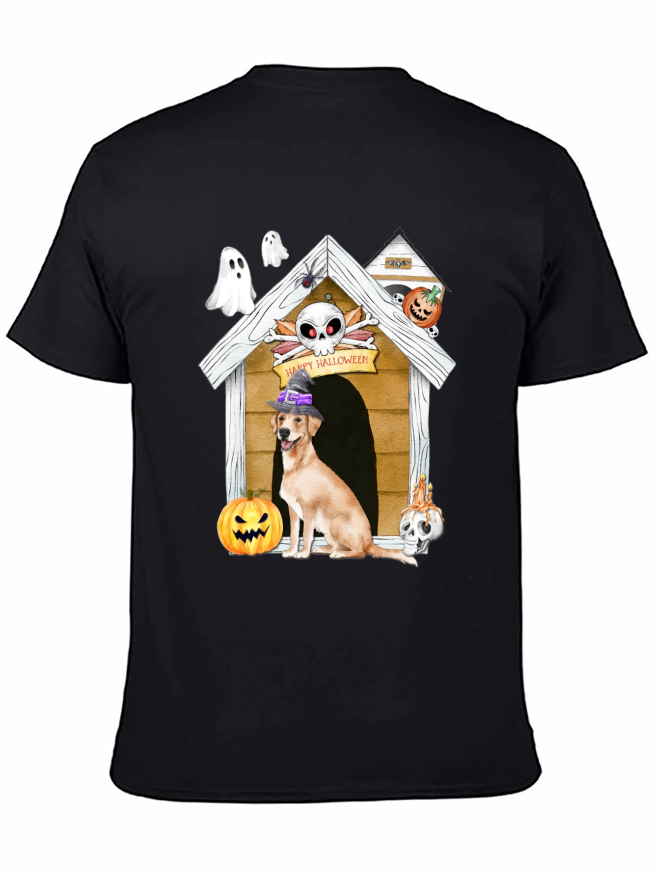 Camiseta Halloween Perro en Caseta Embrujada