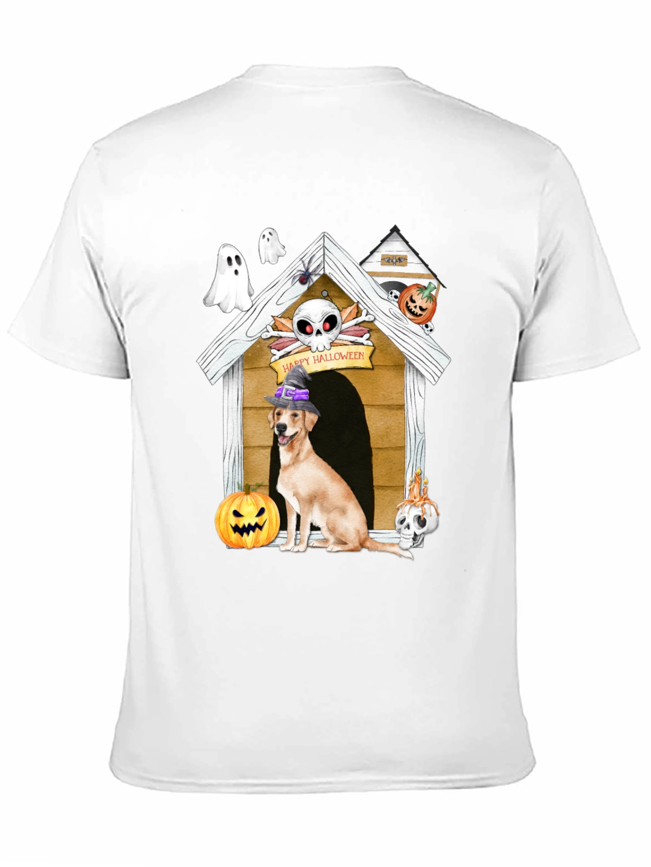 Camiseta Halloween Perro en Caseta Embrujada