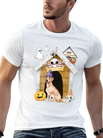 Camiseta Halloween Perro en Caseta Embrujada