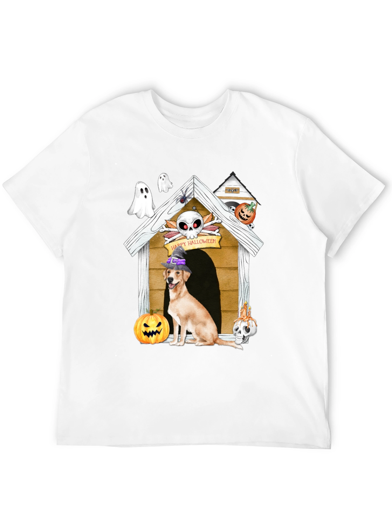 Camiseta Halloween Perro en Caseta Embrujada