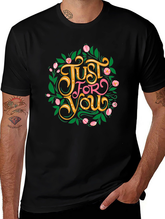 Camiseta Negra con Diseño Floral Just For You