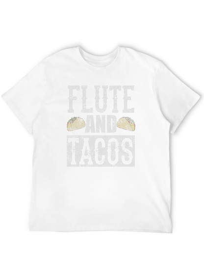 Camiseta Negra: Flauta y Tacos - Diseño Divertido