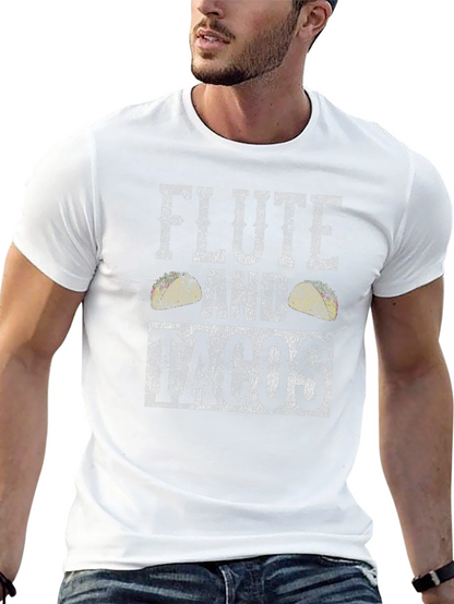 Camiseta Negra: Flauta y Tacos - Diseño Divertido