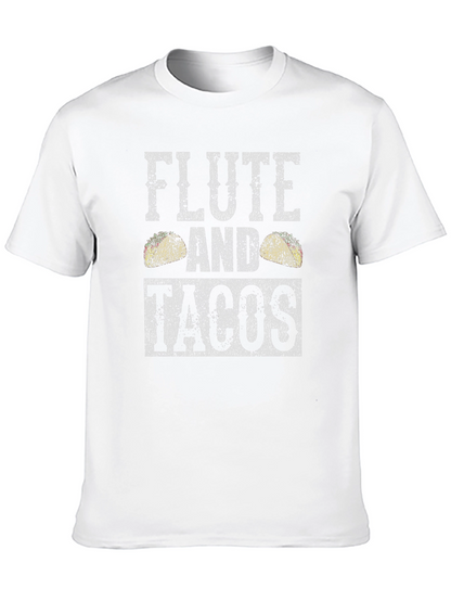 Camiseta Negra: Flauta y Tacos - Diseño Divertido