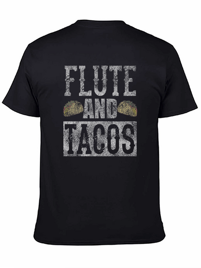 Camiseta Negra: Flauta y Tacos - Diseño Divertido