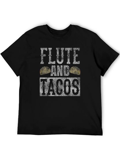 Camiseta Negra: Flauta y Tacos - Diseño Divertido