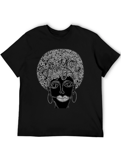 Camiseta Negra con Diseño Abstracto Afro