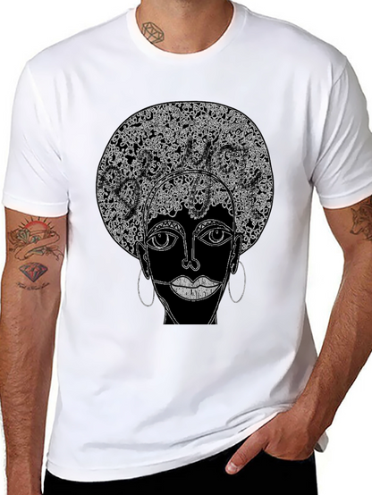 Camiseta Negra con Diseño Abstracto Afro