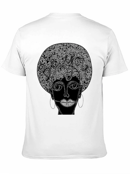 Camiseta Negra con Diseño Abstracto Afro