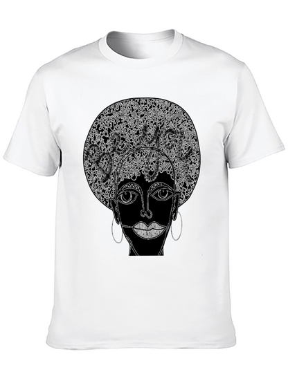 Camiseta Negra con Diseño Abstracto Afro