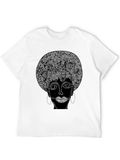 Camiseta Negra con Diseño Abstracto Afro