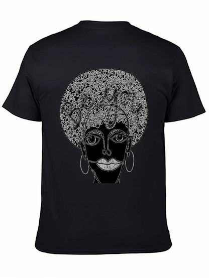 Camiseta Negra con Diseño Abstracto Afro
