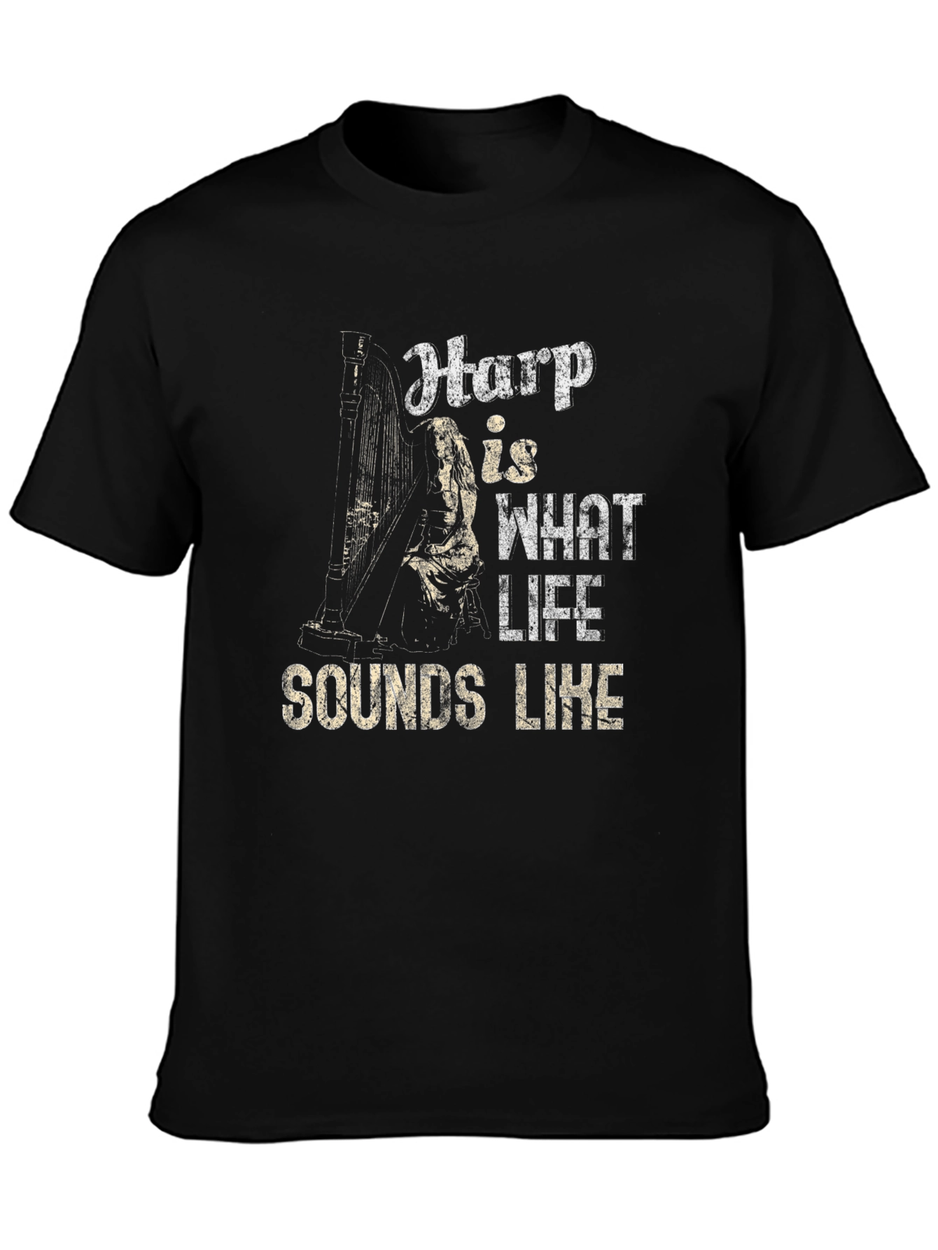 Camiseta Negra Harp is What Life Sounds Like