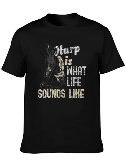 Camiseta Negra Harp is What Life Sounds Like
