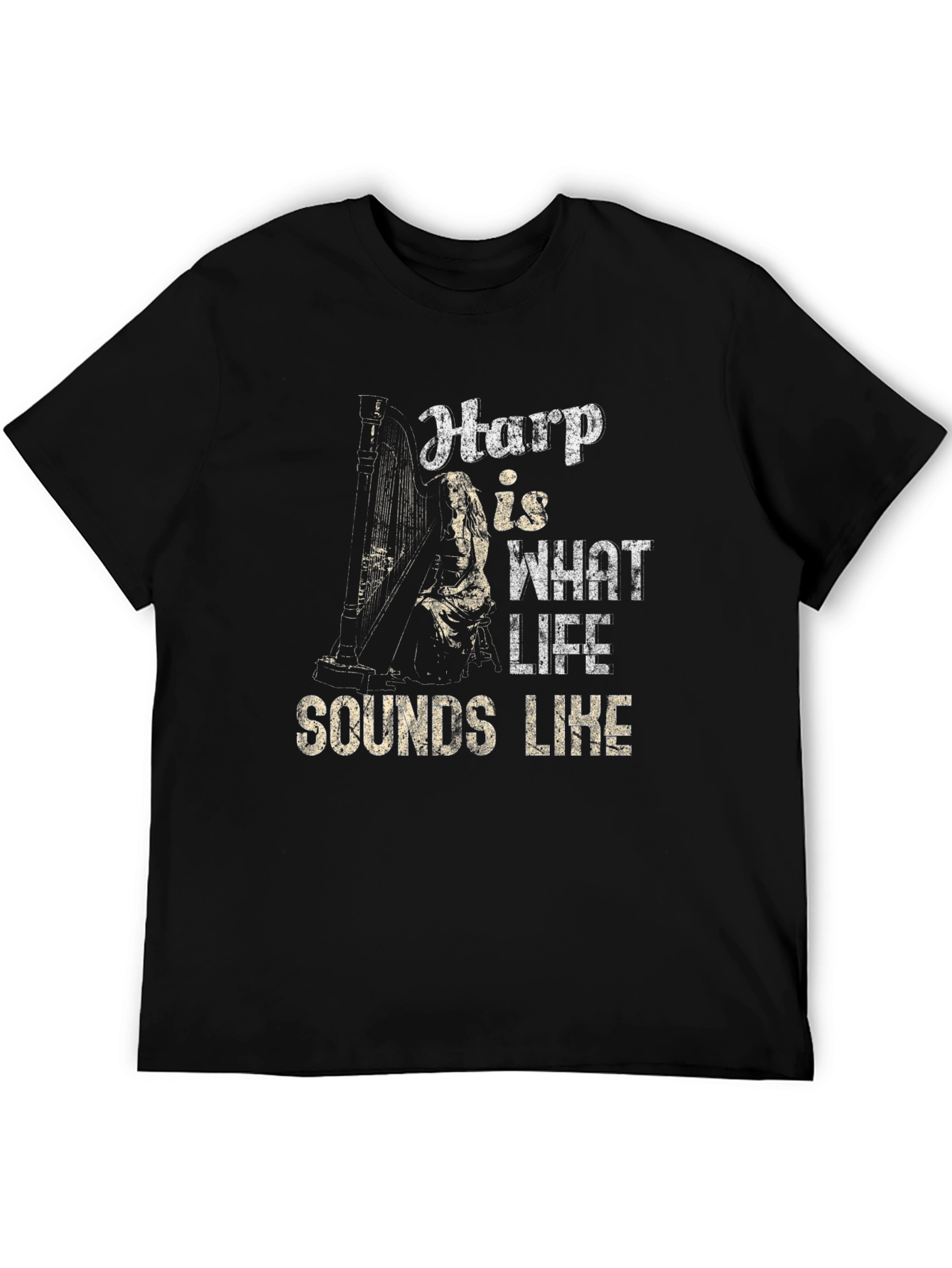 Camiseta Negra Harp is What Life Sounds Like