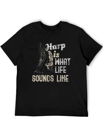 Camiseta Negra Harp is What Life Sounds Like