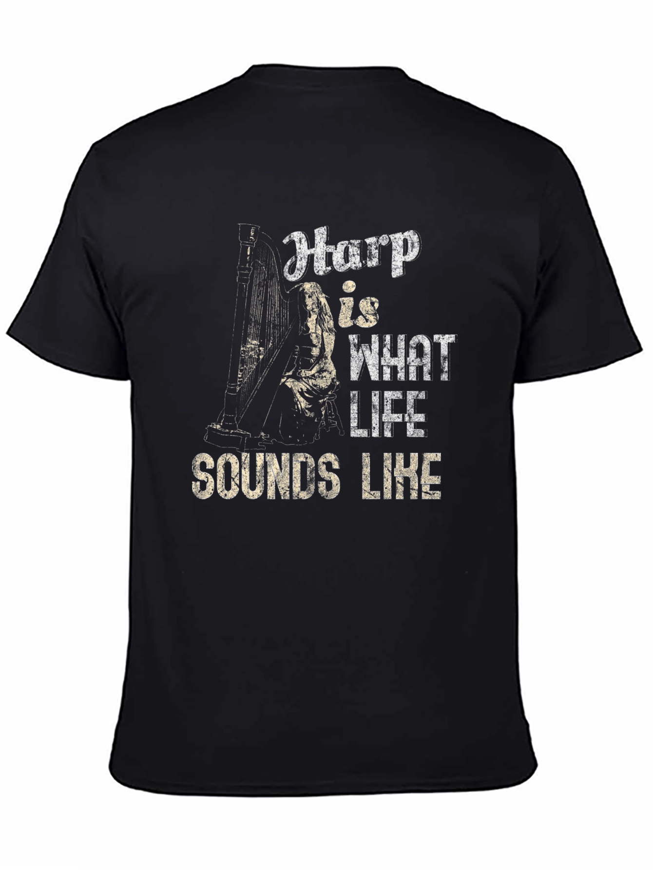 Camiseta Negra Harp is What Life Sounds Like