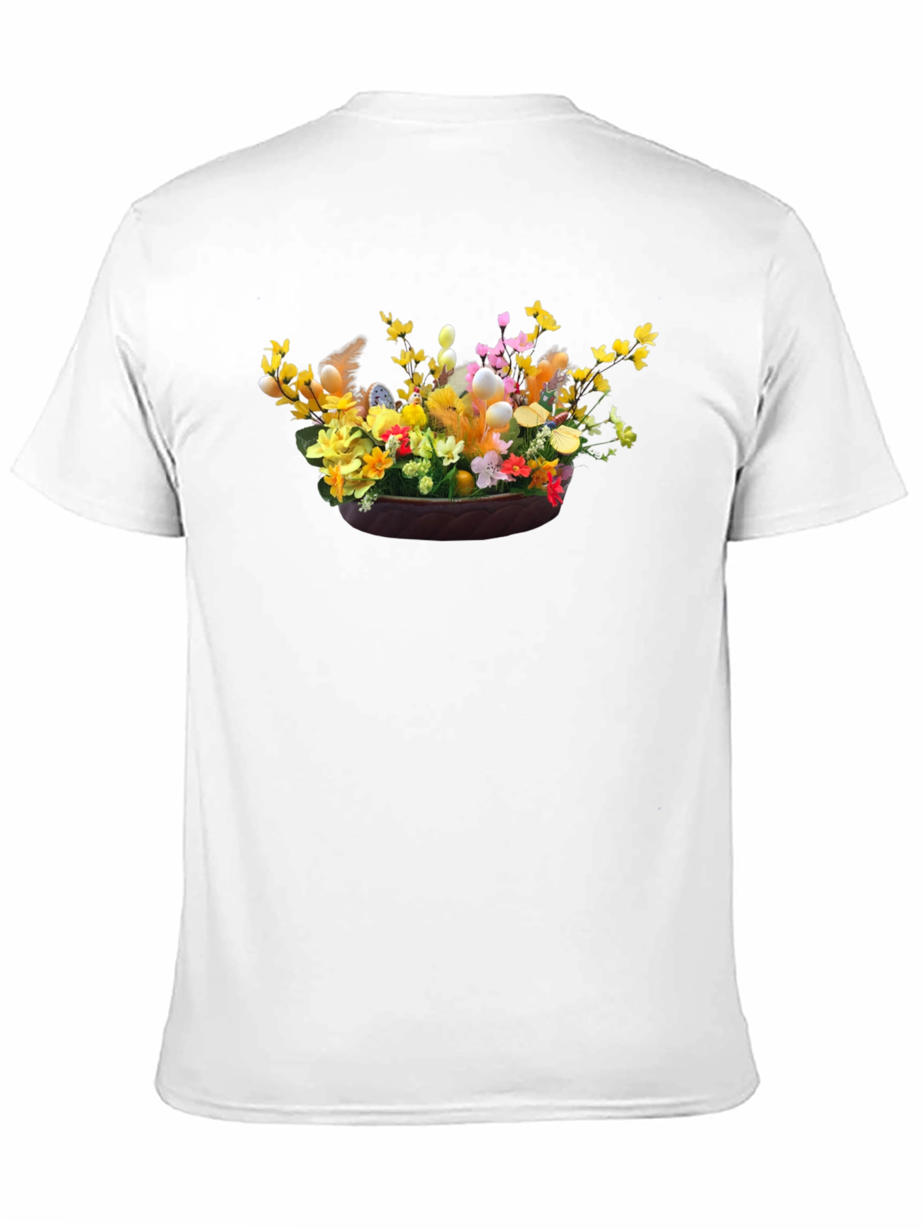 Camiseta Negra con Diseño Floral de Pascua