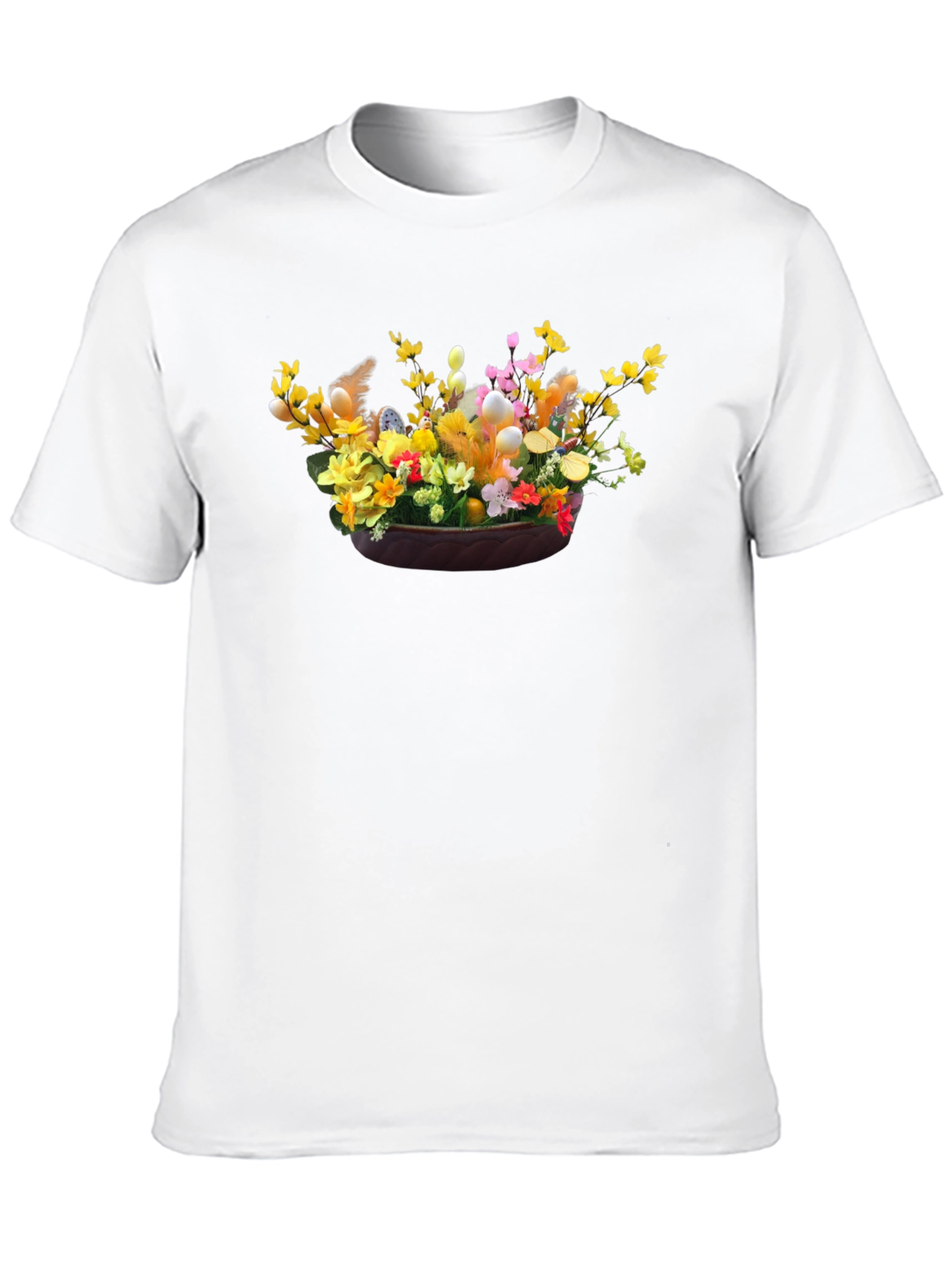 Camiseta Negra con Diseño Floral de Pascua