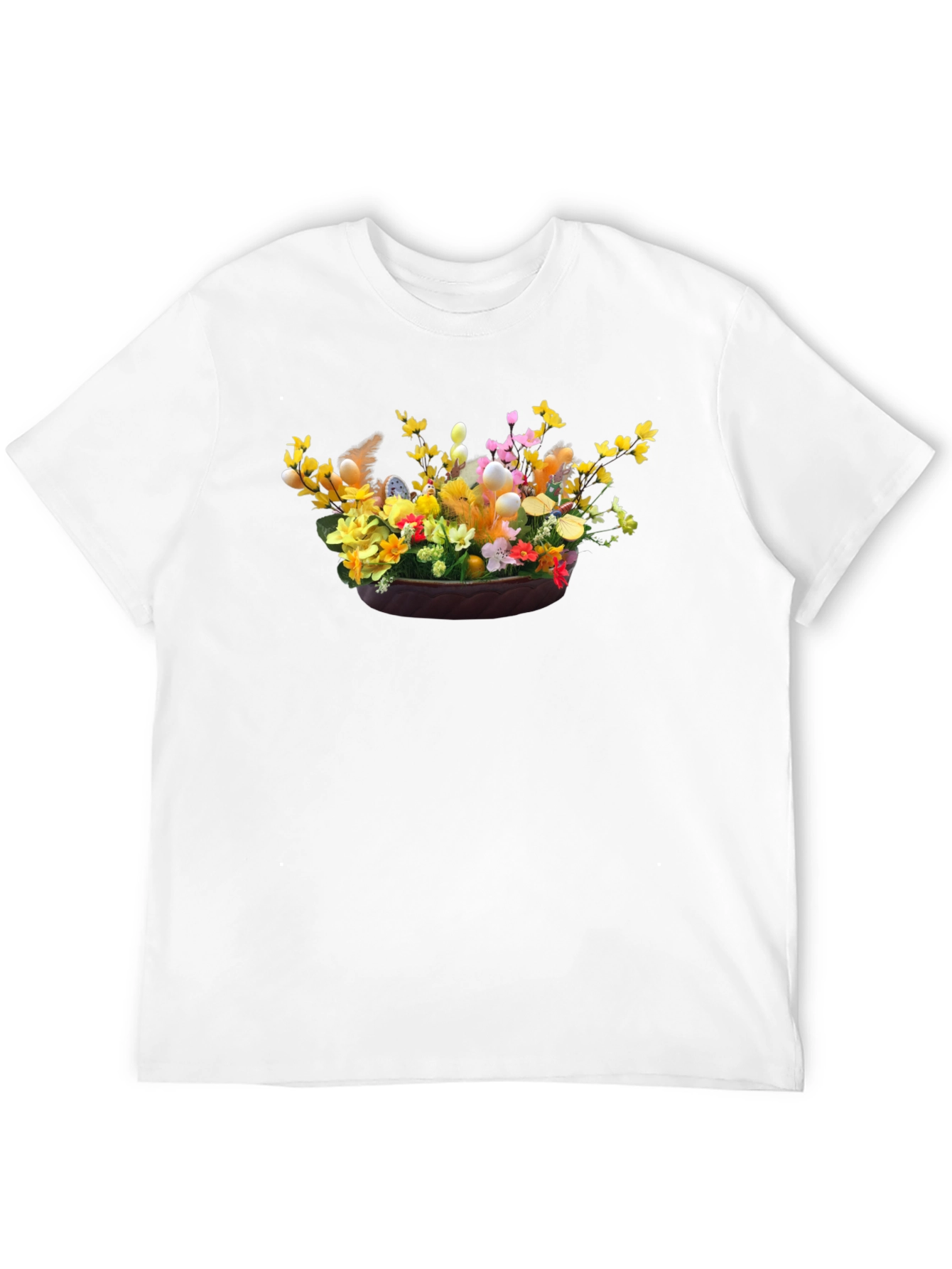 Camiseta Negra con Diseño Floral de Pascua