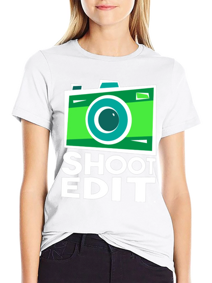 Camiseta Negra con Diseño de Cámara para Fotógrafos