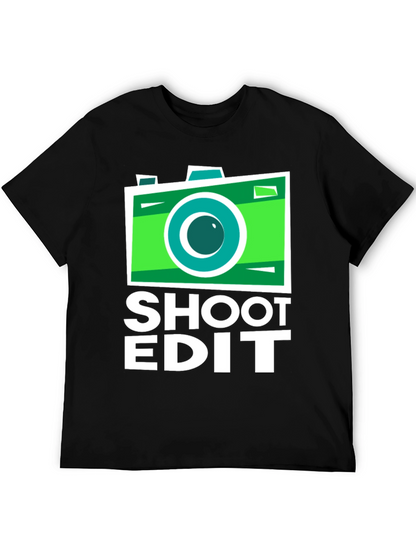 Camiseta Negra con Diseño de Cámara para Fotógrafos