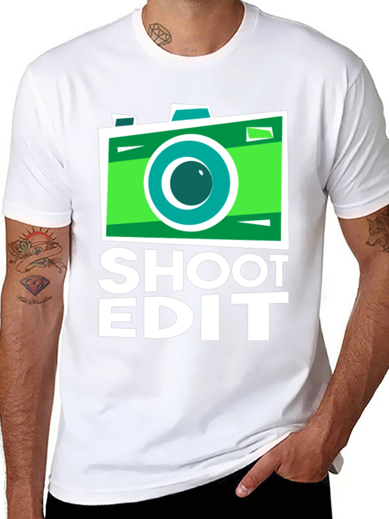 Camiseta Negra con Diseño de Cámara para Fotógrafos