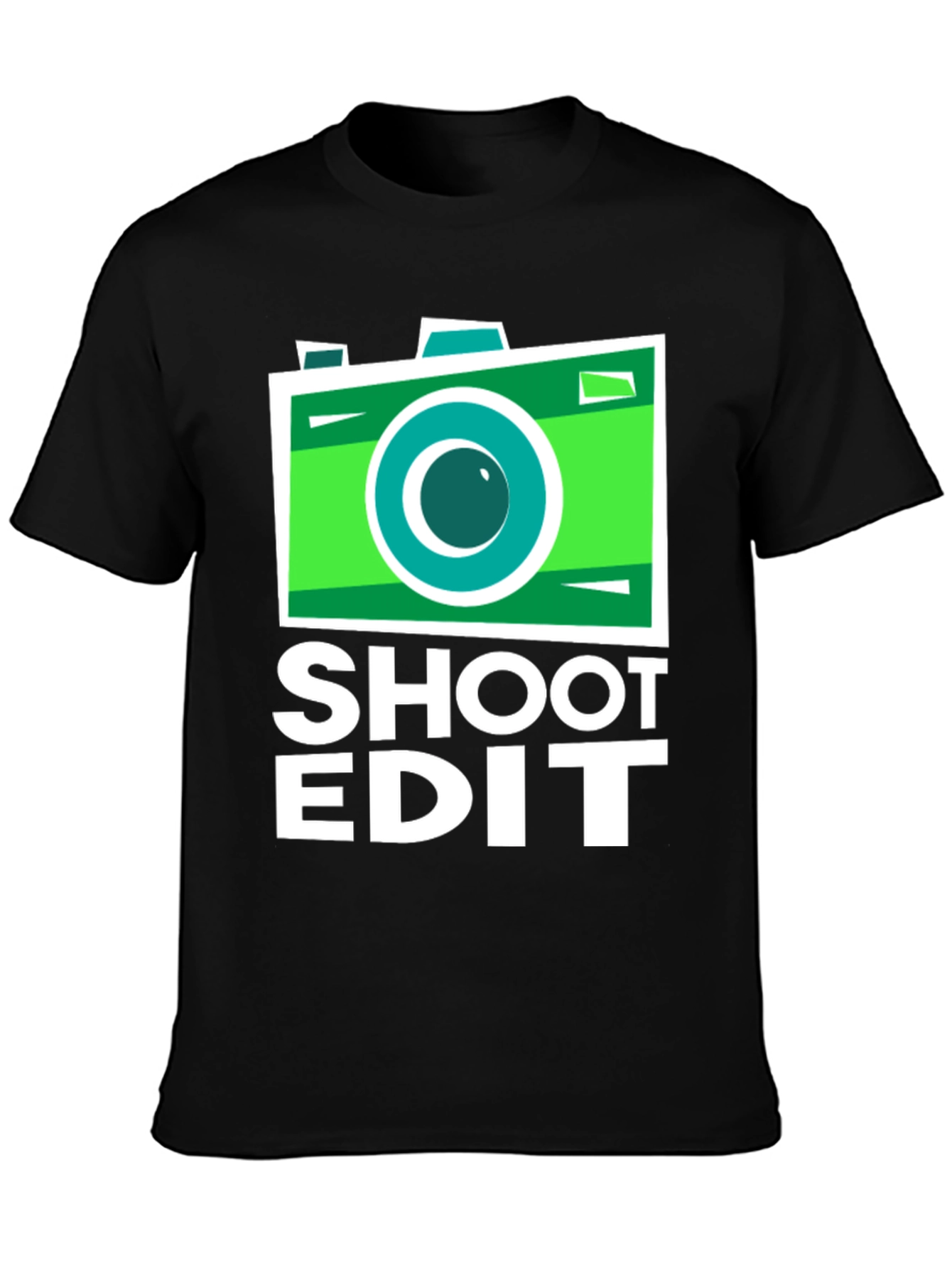 Camiseta Negra con Diseño de Cámara para Fotógrafos