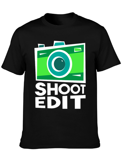 Camiseta Negra con Diseño de Cámara para Fotógrafos