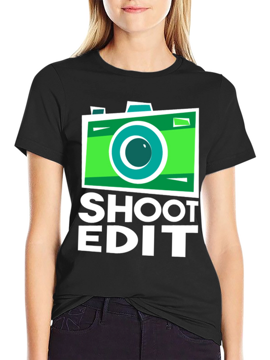 Camiseta Negra con Diseño de Cámara para Fotógrafos