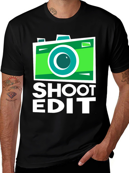 Camiseta Negra con Diseño de Cámara para Fotógrafos