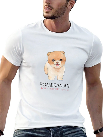 Camiseta Negra con Diseño de Pomerania Adorable